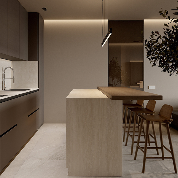 Front-and-Back Linked Sliding Island with Lift Faucet and Sintered Stone Sink